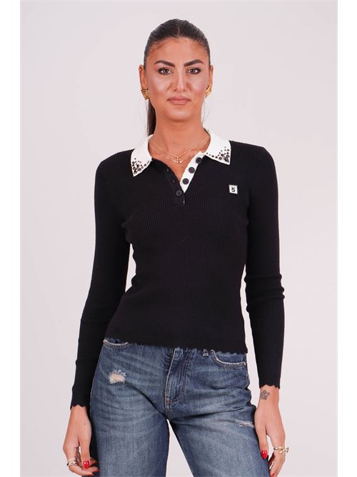 Polo a costine elastica in viscosa Il The' Delle 5 | DELFINABLACK